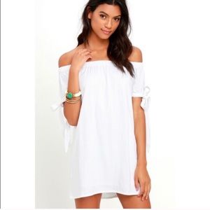 Lulu’s White Off The Shoulder Shift Dress